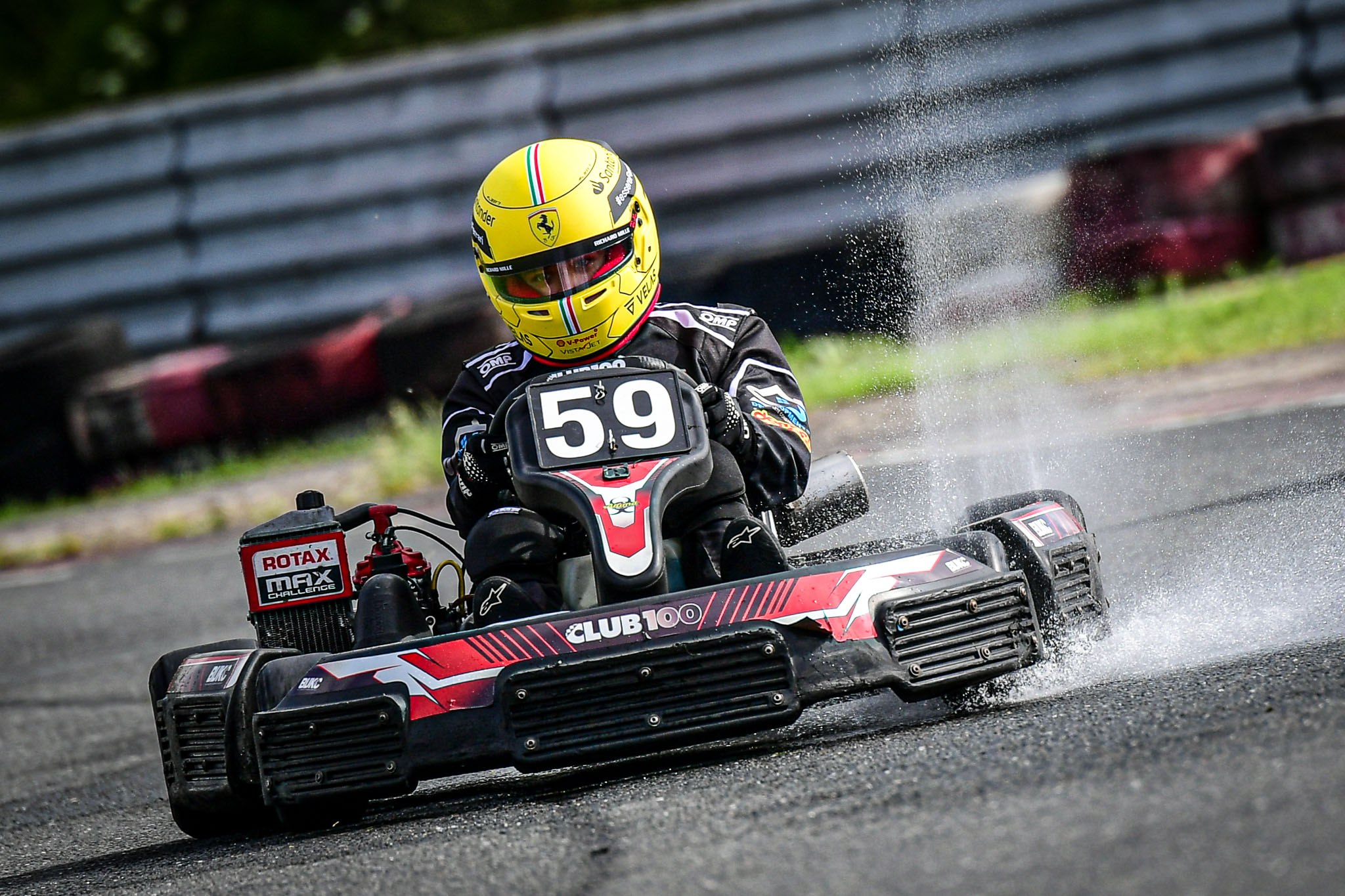 kart driving the in the wet